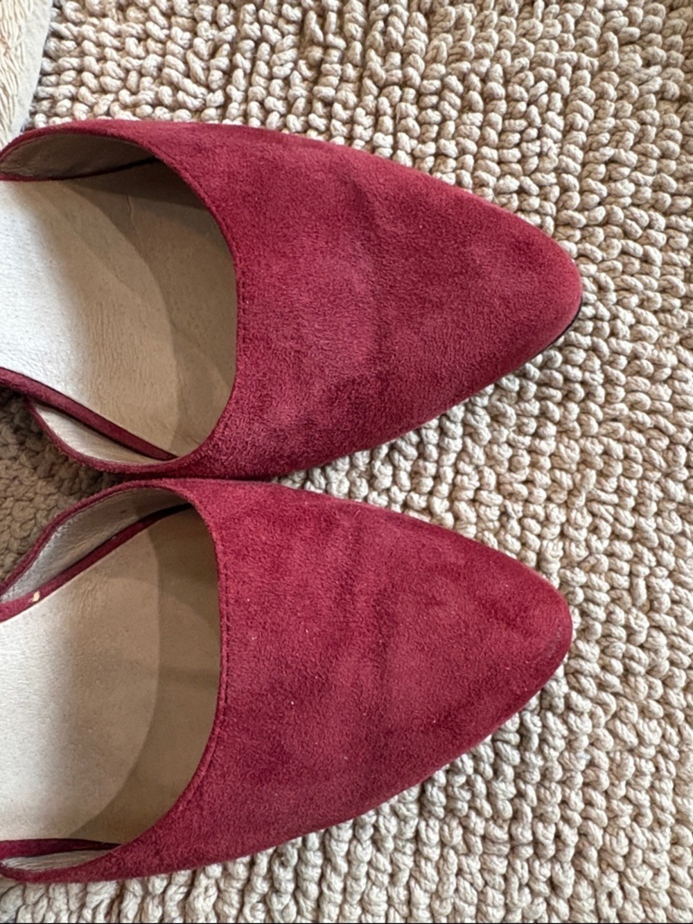Eileen Fisher Tilda Sz 9.5 red suede crisscross ankle strap stack heeled shoes. - Picture 5 of 9